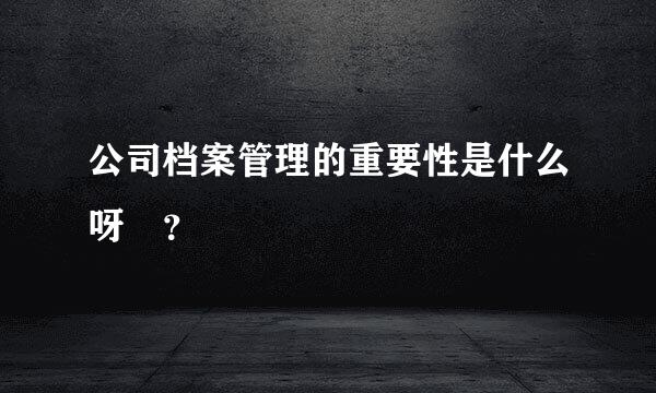 公司档案管理的重要性是什么呀 ？