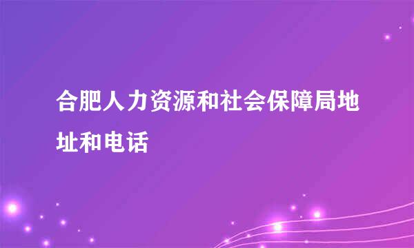 合肥人力资源和社会保障局地址和电话