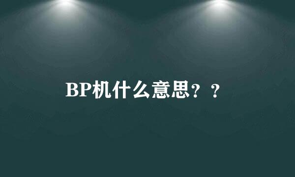 BP机什么意思？？