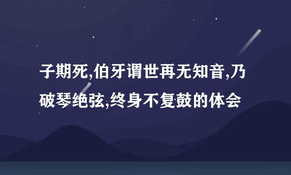 子期死,伯牙谓世再无知音,乃破琴绝弦,终身不复鼓的体会