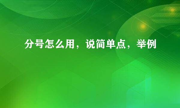 分号怎么用，说简单点，举例