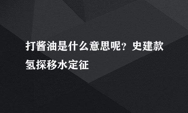 打酱油是什么意思呢？史建款氢探移水定征