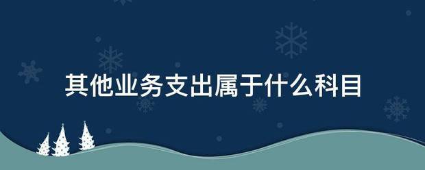 其他业务支出属于什么科目