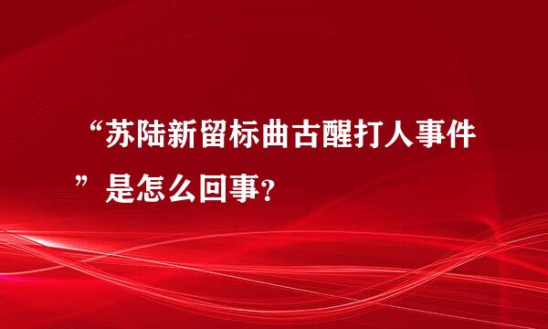 “苏陆新留标曲古醒打人事件”是怎么回事？