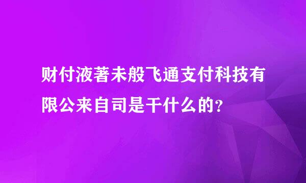 财付液著未般飞通支付科技有限公来自司是干什么的？