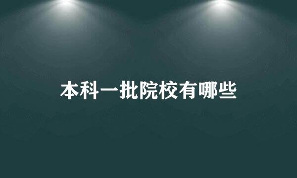 本科一批院校有哪些