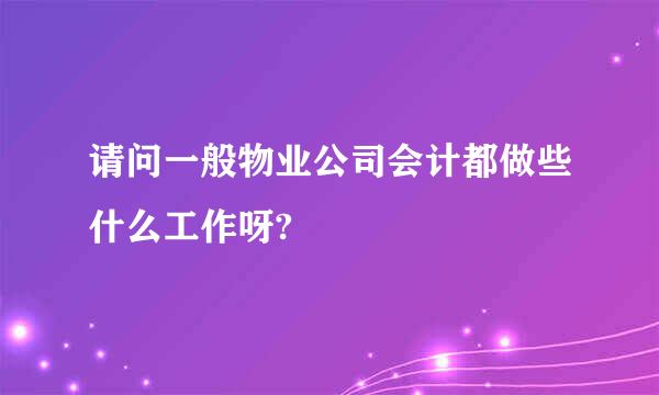 请问一般物业公司会计都做些什么工作呀?