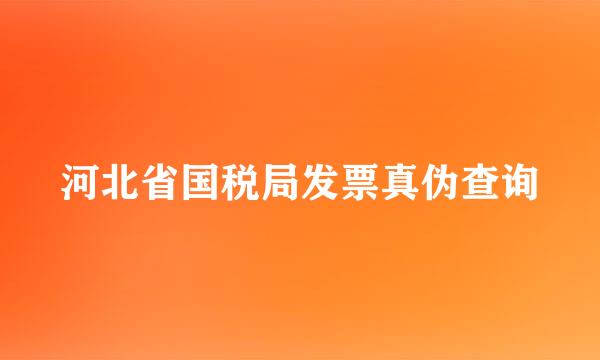 河北省国税局发票真伪查询