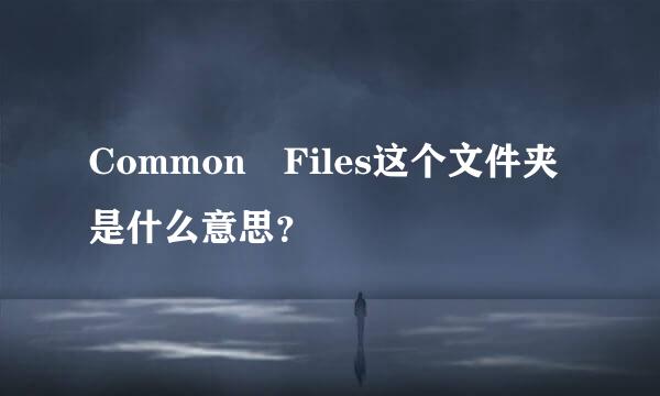 Common Files这个文件夹是什么意思？