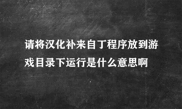 请将汉化补来自丁程序放到游戏目录下运行是什么意思啊