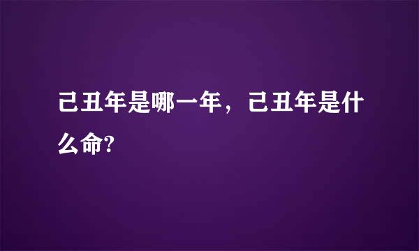 己丑年是哪一年，己丑年是什么命?