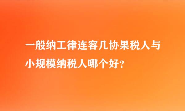 一般纳工律连容几协果税人与小规模纳税人哪个好？