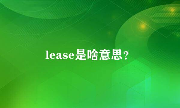 lease是啥意思？