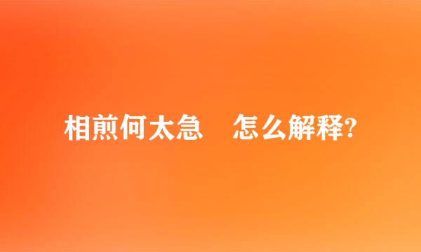 相煎何太急 怎么解释?