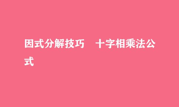 因式分解技巧 十字相乘法公式