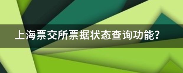 上海票交所票据状态查询功能？