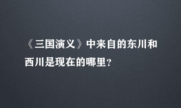 《三国演义》中来自的东川和西川是现在的哪里？