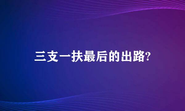 三支一扶最后的出路?