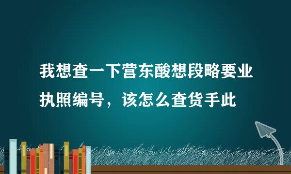 我想查一下营东酸想段略要业执照编号，该怎么查货手此