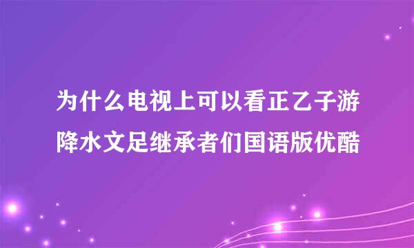 为什么电视上可以看正乙子游降水文足继承者们国语版优酷