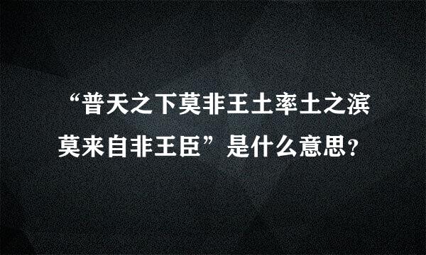 “普天之下莫非王土率土之滨莫来自非王臣”是什么意思？