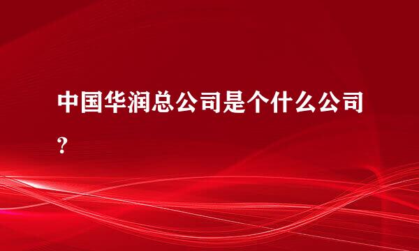 中国华润总公司是个什么公司？