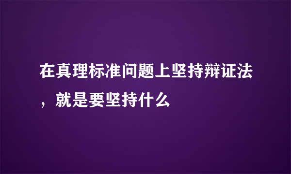 在真理标准问题上坚持辩证法，就是要坚持什么