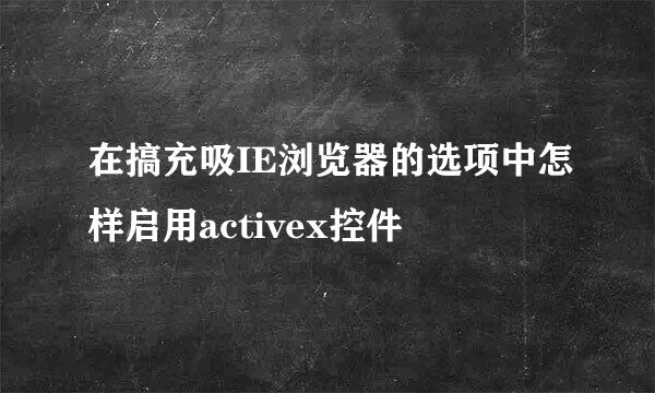 在搞充吸IE浏览器的选项中怎样启用activex控件