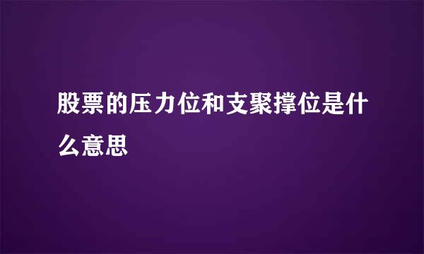 股票的压力位和支聚撑位是什么意思