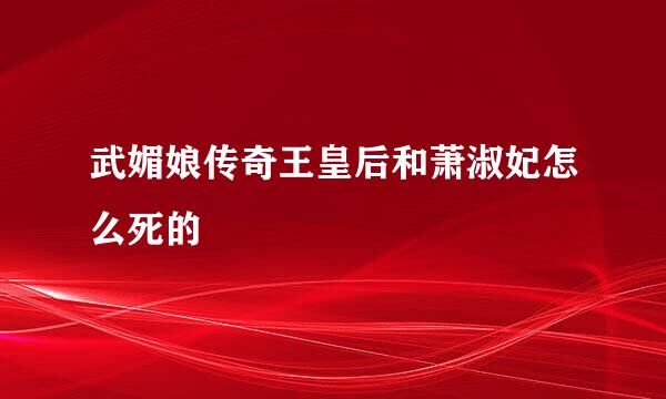 武媚娘传奇王皇后和萧淑妃怎么死的