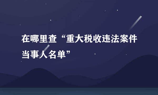 在哪里查“重大税收违法案件当事人名单”