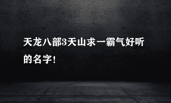 天龙八部3天山求一霸气好听的名字！