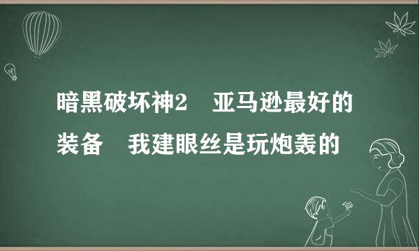 暗黑破坏神2 亚马逊最好的装备 我建眼丝是玩炮轰的