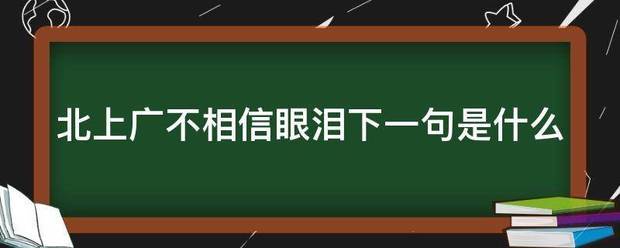 北上广不相信眼泪下一句是什么