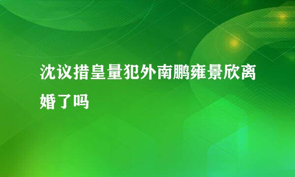 沈议措皇量犯外南鹏雍景欣离婚了吗