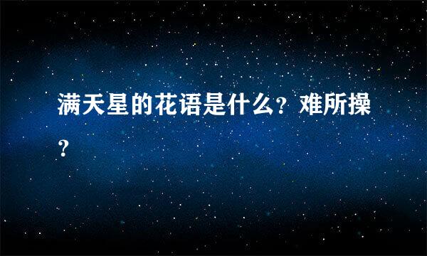 满天星的花语是什么？难所操？