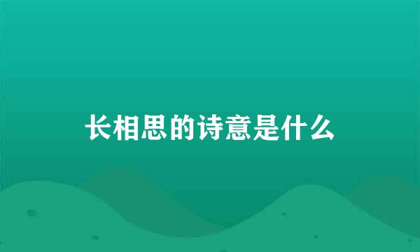 长相思的诗意是什么