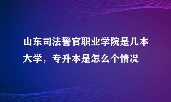 山东司法警官职业学院是几本大学，专升本是怎么个情况