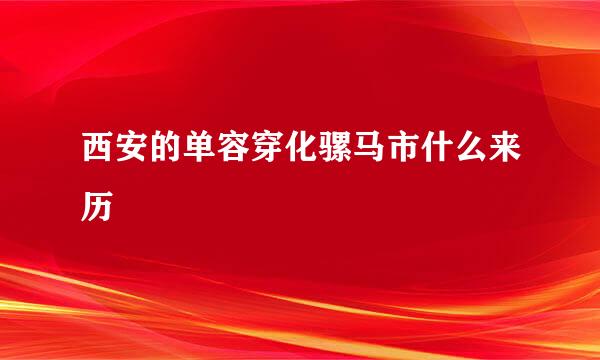 西安的单容穿化骡马市什么来历