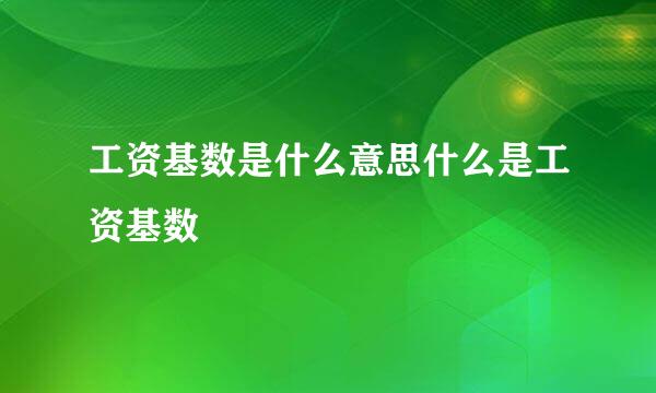 工资基数是什么意思什么是工资基数