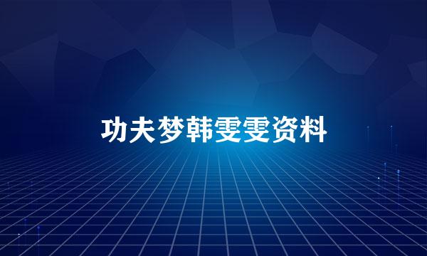 功夫梦韩雯雯资料