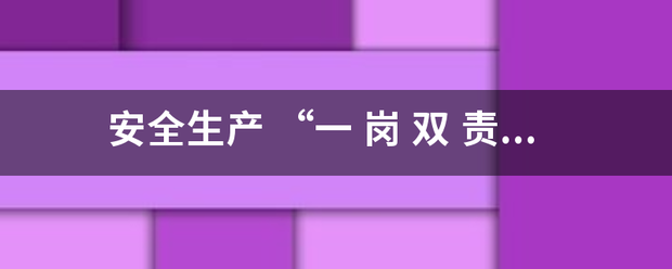 安全来自生产 “一 岗 双 责 ”的主要 内容是什么