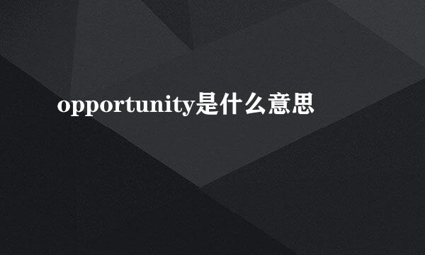 opportunity是什么意思