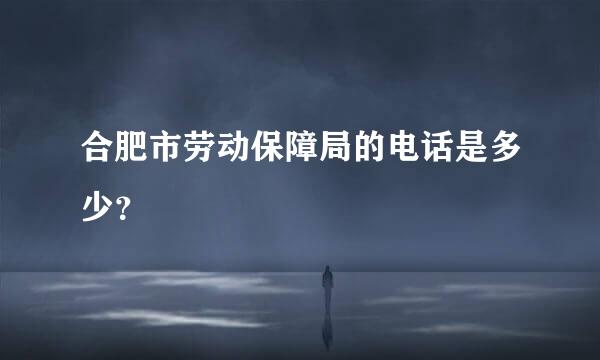 合肥市劳动保障局的电话是多少？