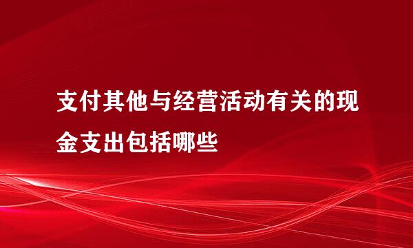 支付其他与经营活动有关的现金支出包括哪些