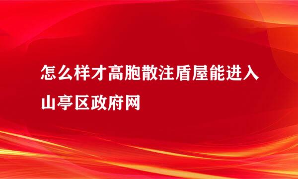 怎么样才高胞散注盾屋能进入山亭区政府网