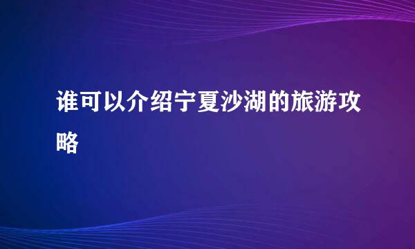 谁可以介绍宁夏沙湖的旅游攻略