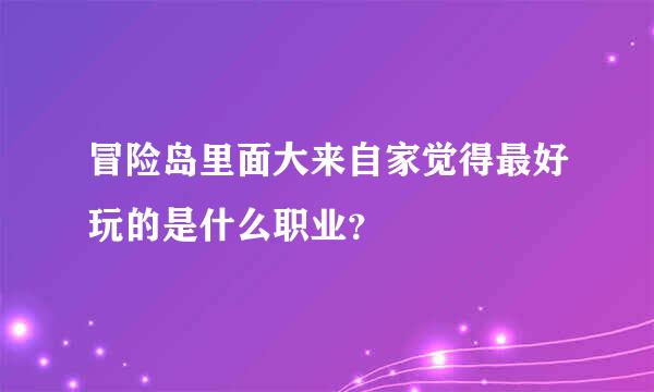 冒险岛里面大来自家觉得最好玩的是什么职业？