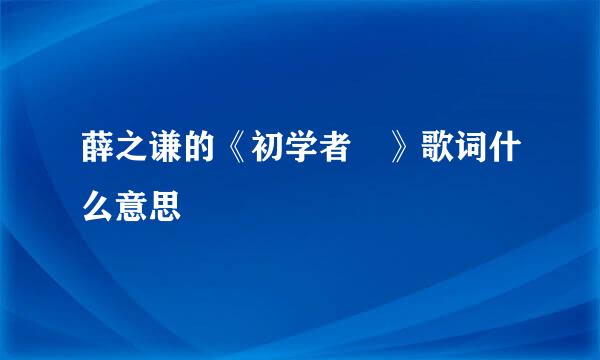 薛之谦的《初学者 》歌词什么意思