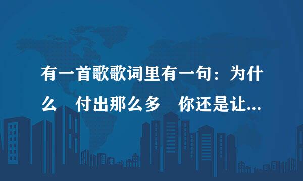 有一首歌歌词里有一句：为什么 付出那么多 你还是让我感到悲伤难过。请问歌名是？